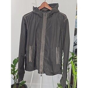 John Varvatos Green Lightweight Hooded Full Zip Jacket Men's Sz Large Bomber